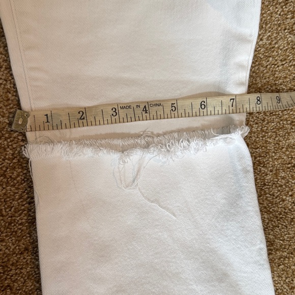 Good American Women's Good Straight Raw Hem White Stretch Denim Jeans Size 10 - Picture 10 of 13